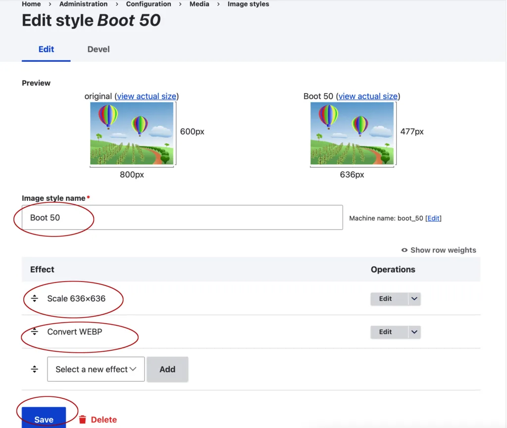 Creating the Image Style in Drupal